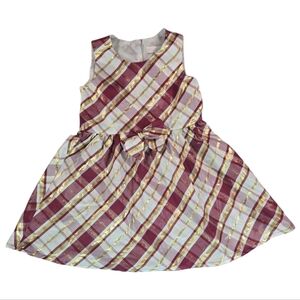 Nanette Lepore Burgundy and Gold Plaid Kids Dress